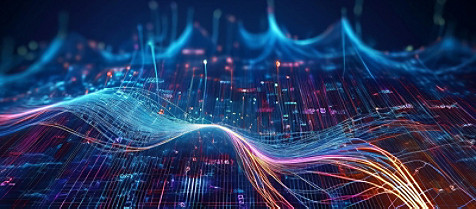 digital waves with dots