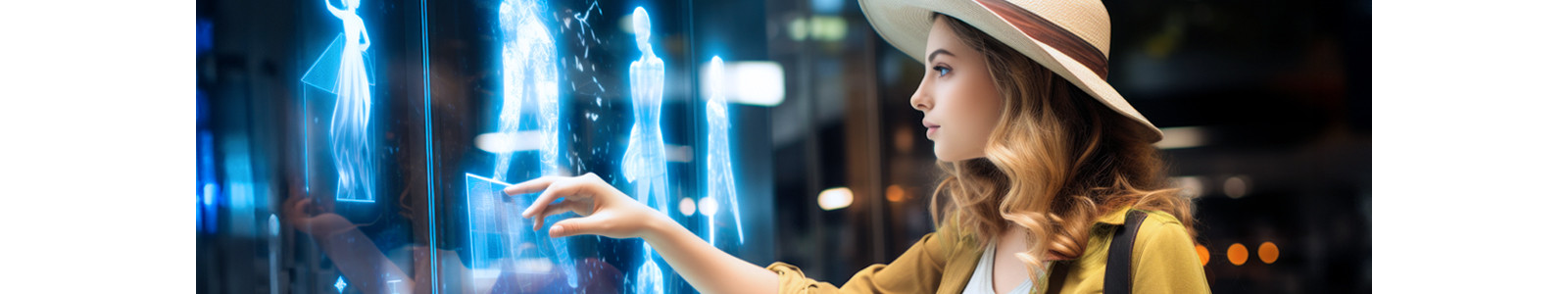 A women touching digital display