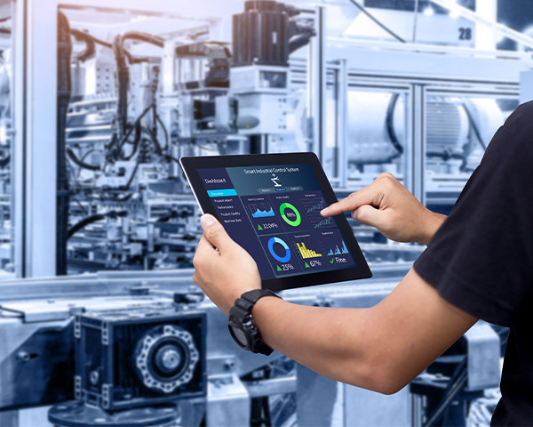 Holding tablet with hands and controlling