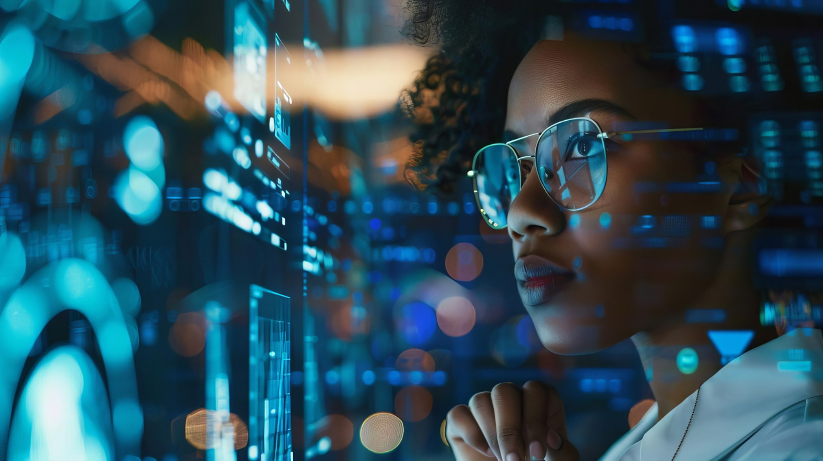 african american female it specialist utilizing chatgpt ai for cybersecurity analysis digital collage