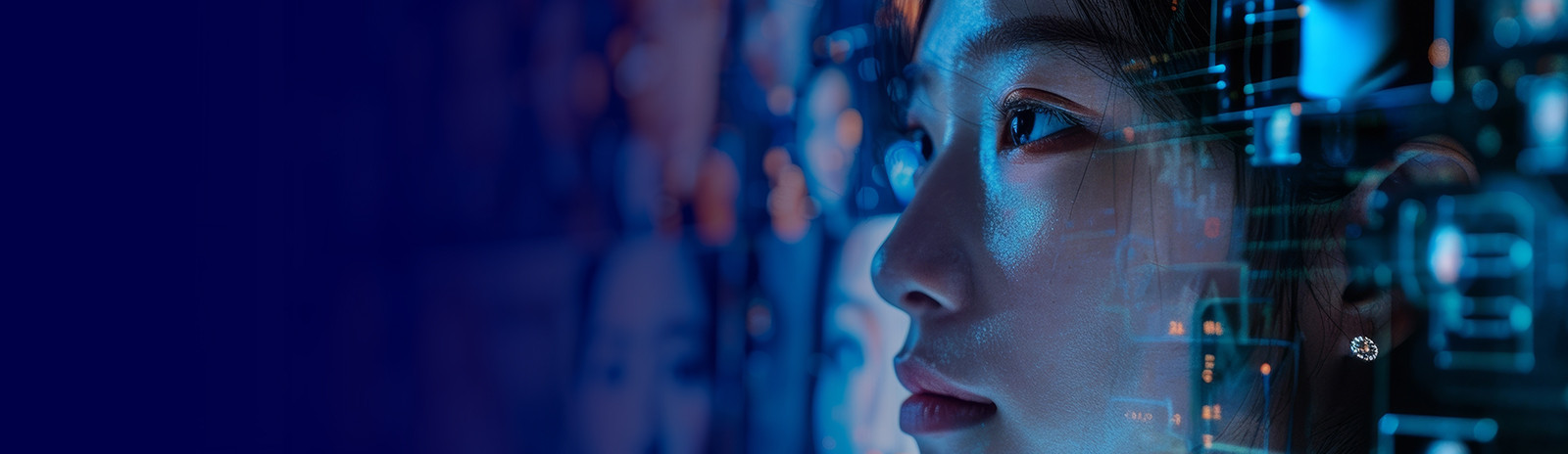 face with digital things around it