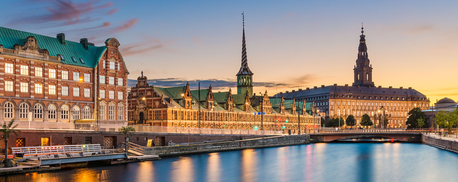 Night skyline panorama of Copenhagen, Denmark