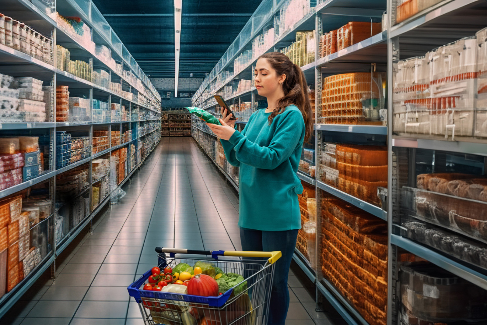 A women taking a product photo with her phone in a store