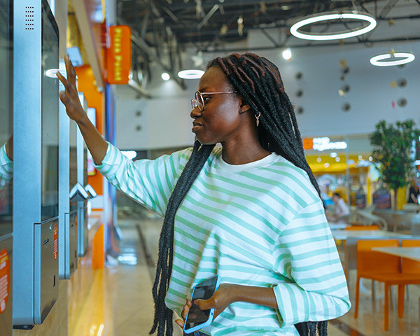 A women using vendor machine