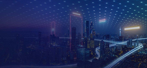An abstract representation of a night cityscape with dotted sky