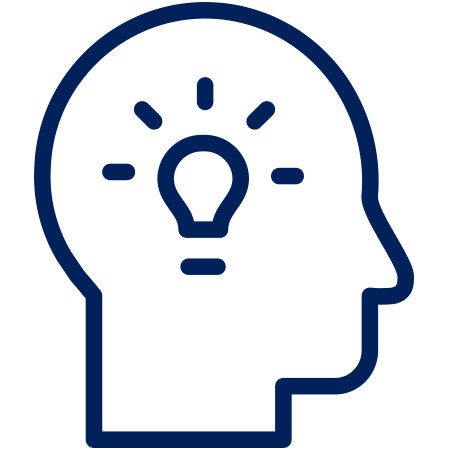 Silhouette d'une tête avec une ampoule pour illustrer le concept de brassage et de production d'idées.