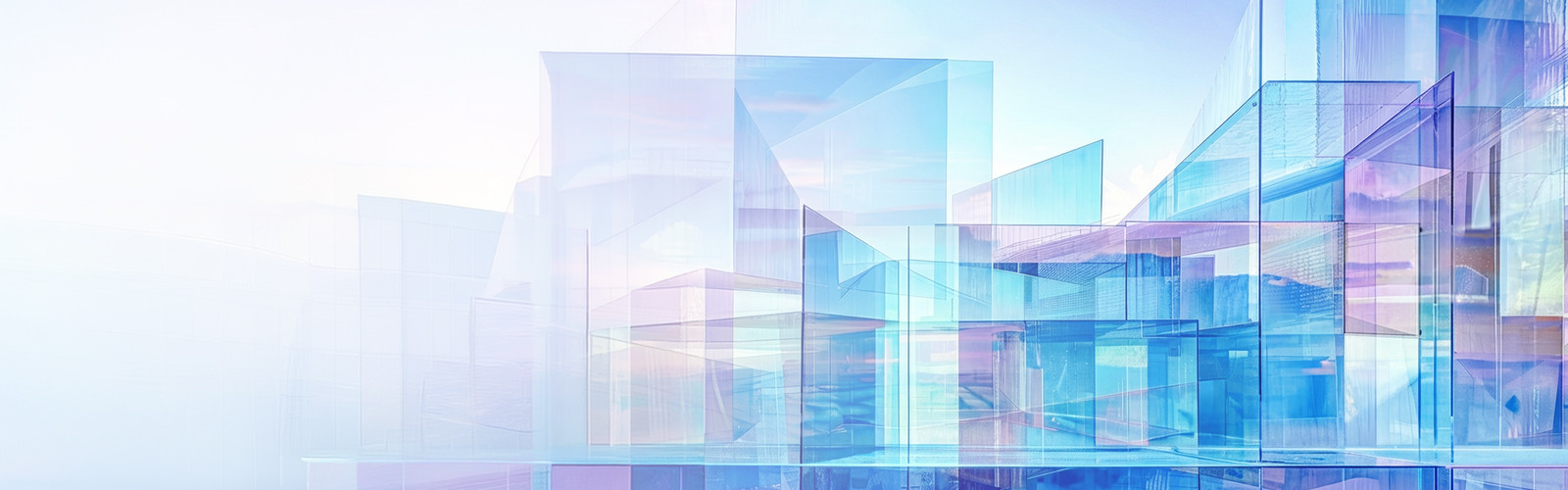 An abstract digital design of trans parent aqua cubes