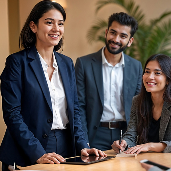 A group of colleagues smiling.