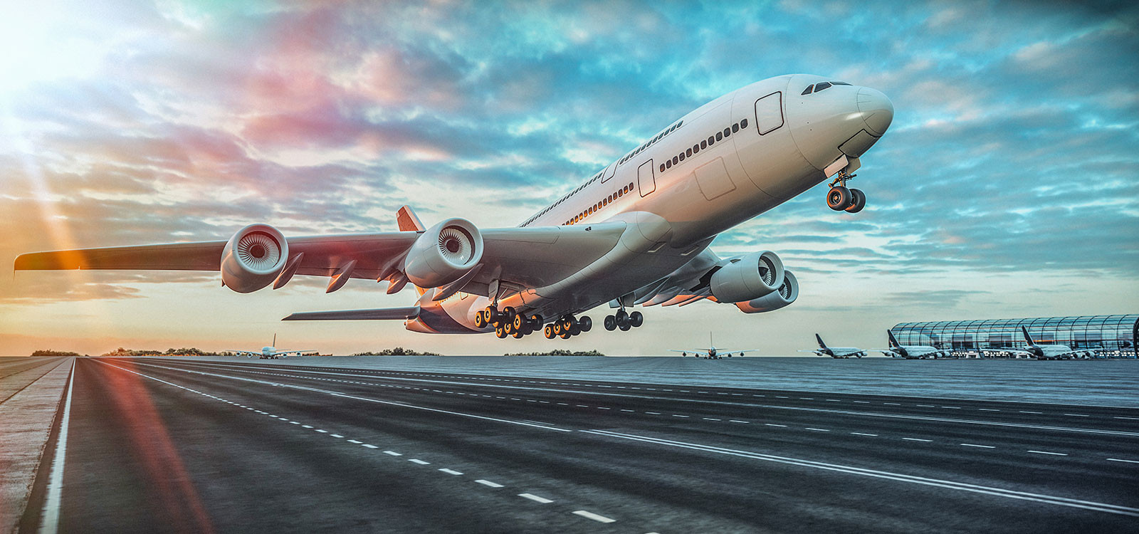 Airplane taking off from the airport