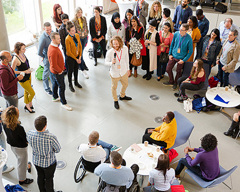 A large group of people gathered together