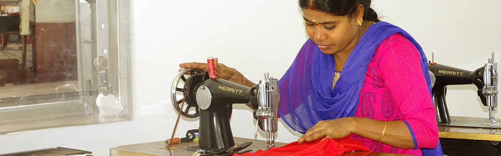 Woman stitching