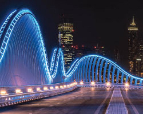 a lit up roller coaster