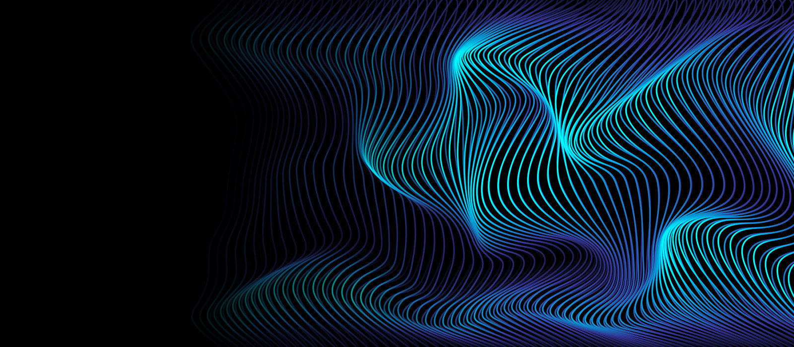 Blue digital lines forming waves
