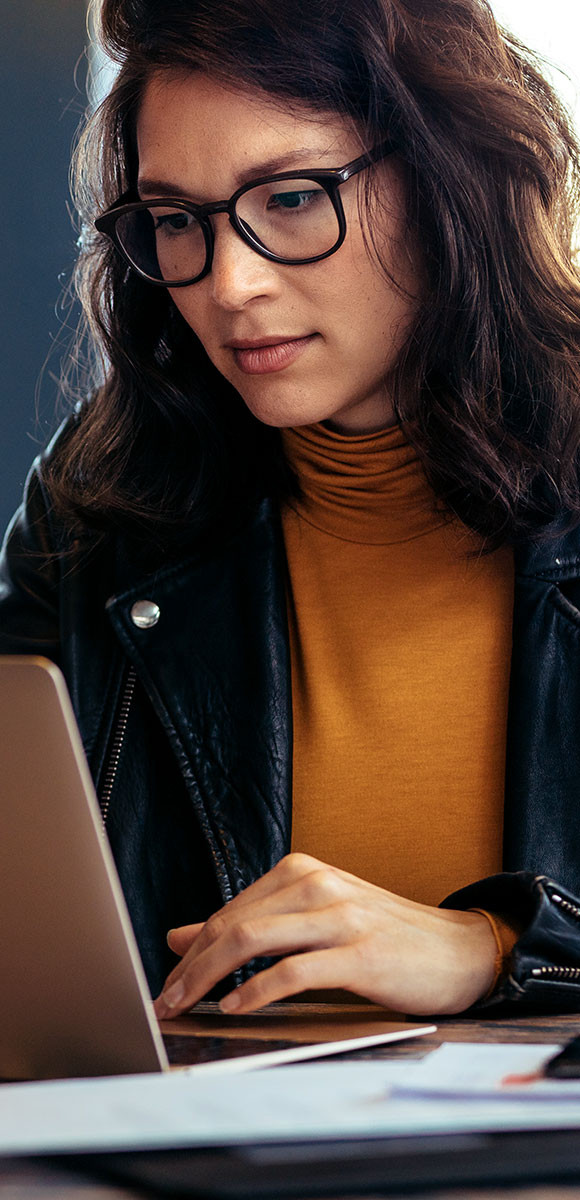 Woman look at laptop