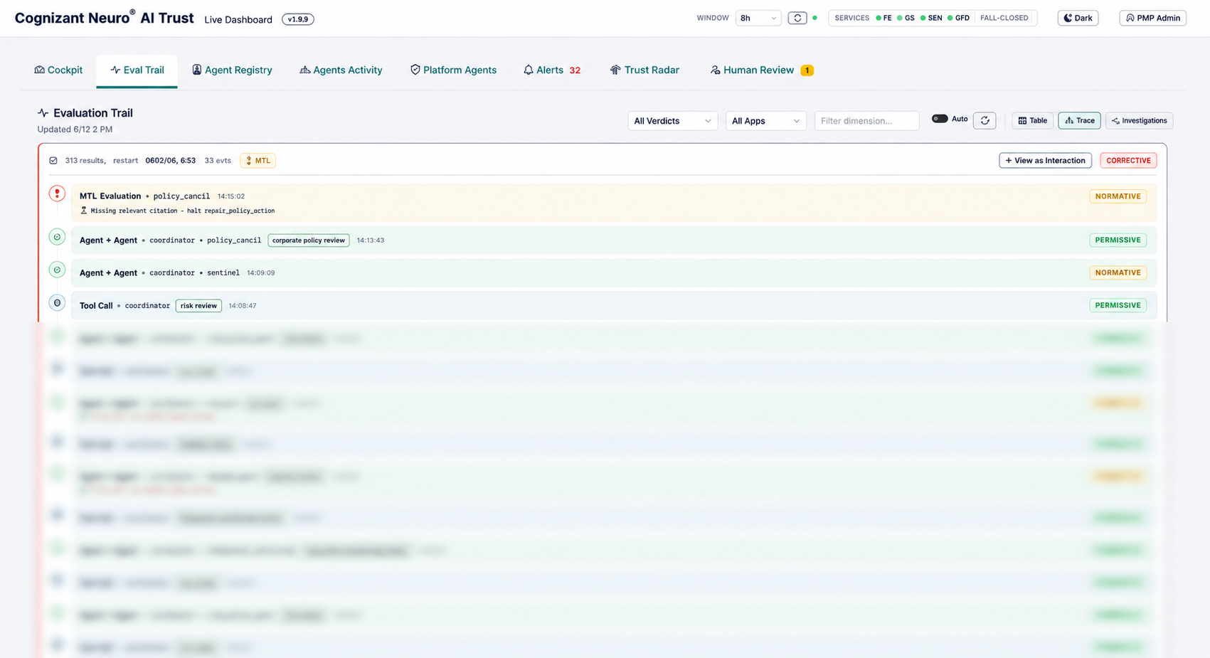 Audit screen