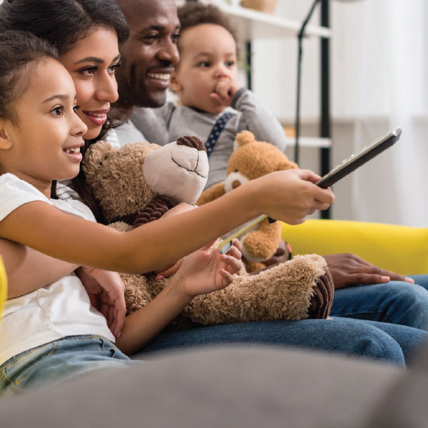 family watching tv