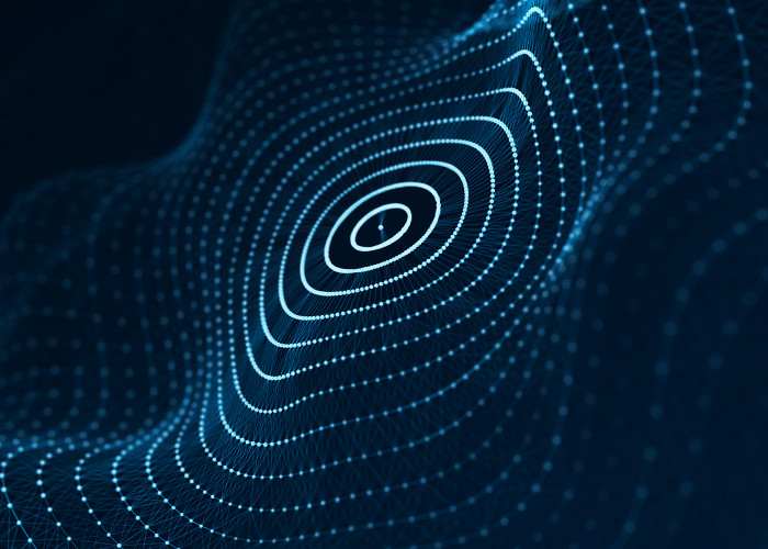 Abstract dotted lines in wavy circular pattern