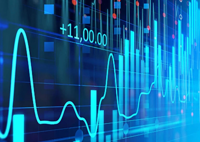 Stock and other data curves on a digital screen