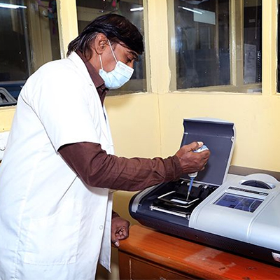 Lab technician testing samples