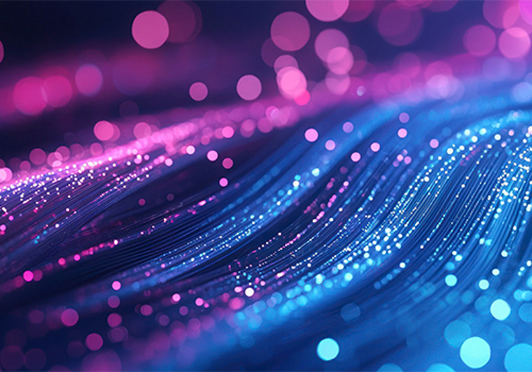 A vibrant blue and pink wave background