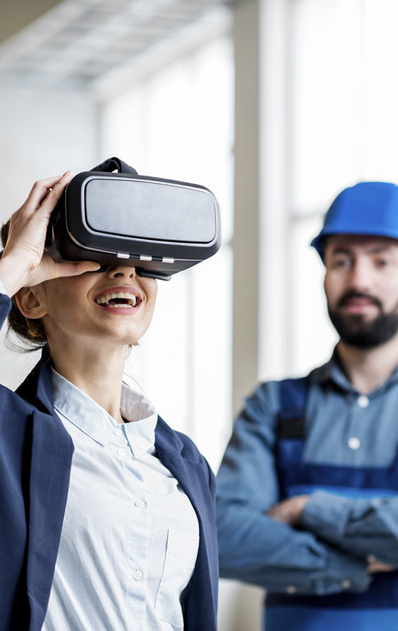 Girl wearing Virtual Reality glasses