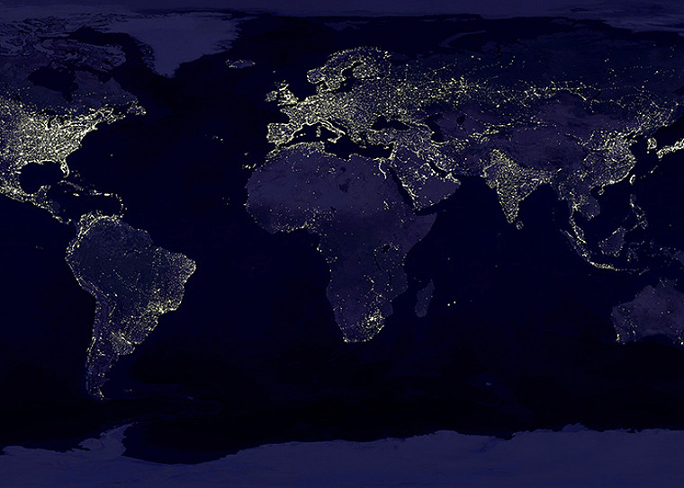 world map with a night background
