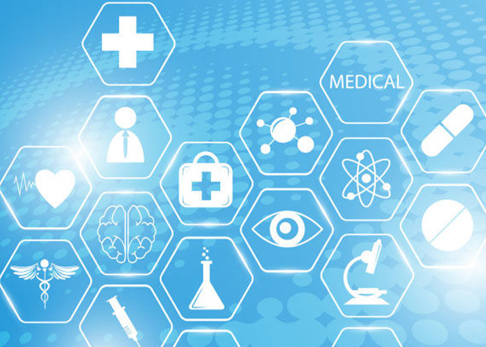 Abstract image of icons with blue background