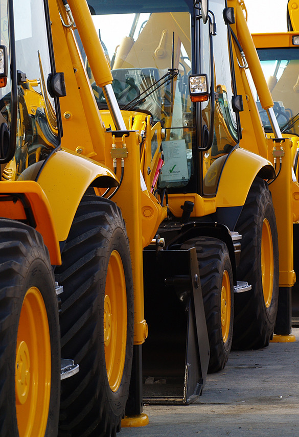Industrial trucks in a row