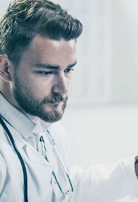 Male doctor with a stethoscope