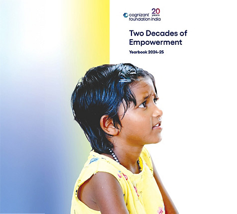 Cognizant Foundation Yearbook 2024-25 Cover Page. A girl curiously looking at the horizon
