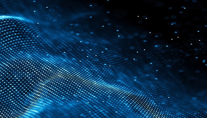 Blue particle wave symbolizing connected data