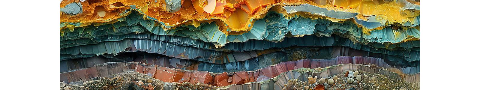 A top view of a canyon like structure with multiple colorful layers