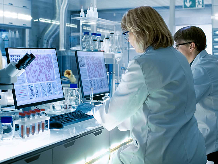 Doctors testing in laboratory