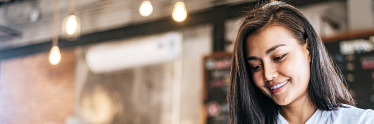 face of woman and blurry background