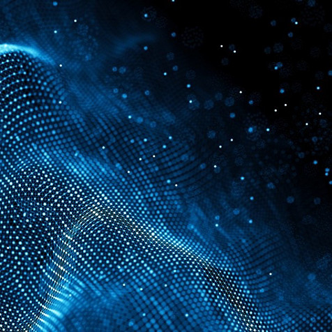 Abstract technology nebulous mesh made up of blue and white dots