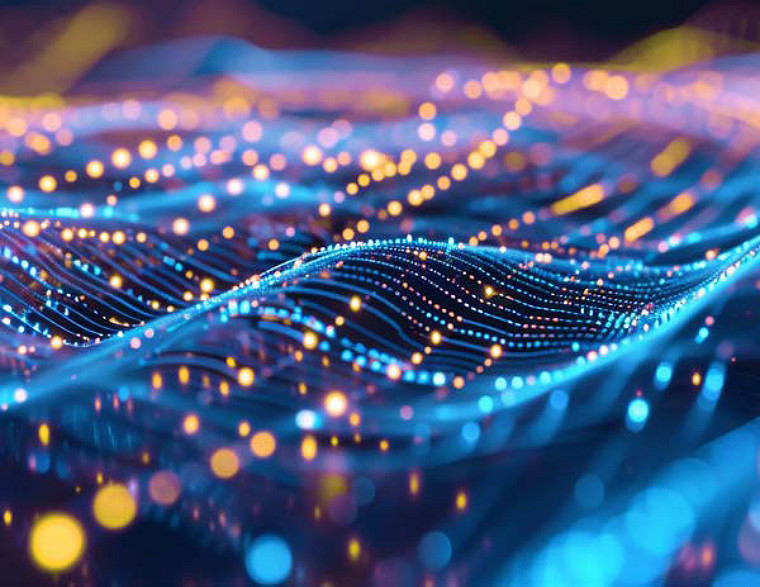 illuminated blue and yellow light on wave abstract image