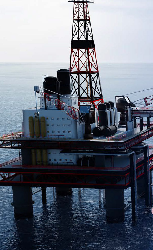 An oil rig in the ocean