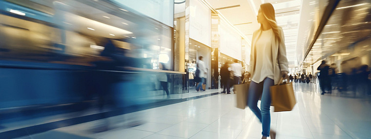 A woman carrying two shopping bags
