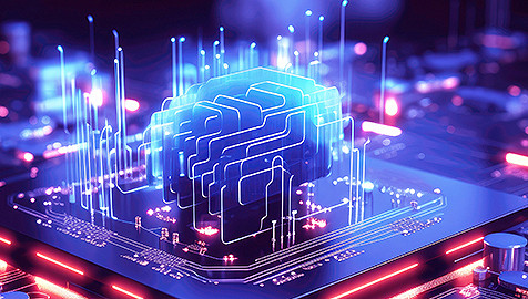 3D digital rendition of a computer chip