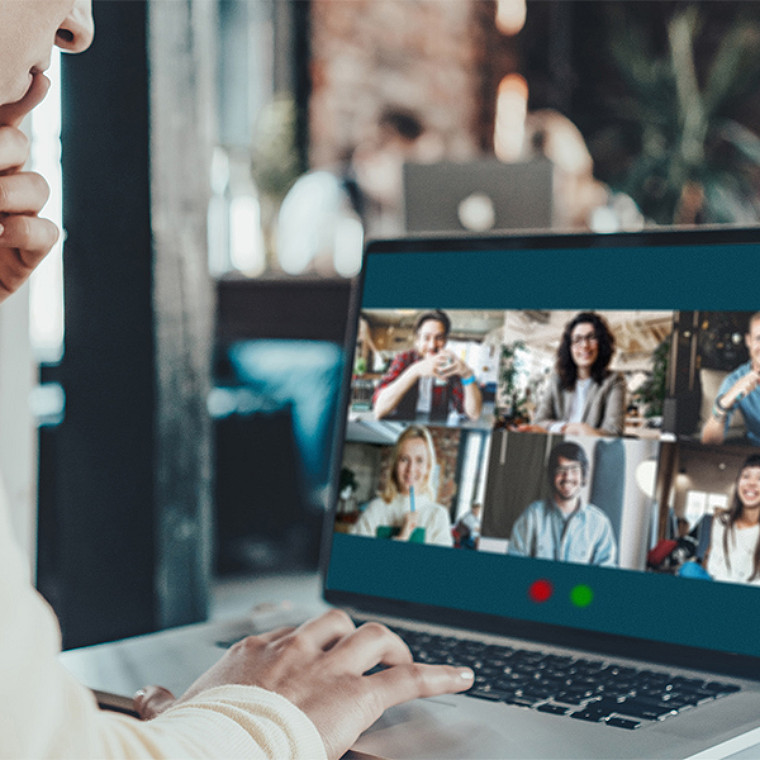 Office business team concept. Woman has video call meeting