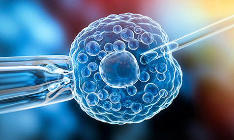 Celle med pipette og nål som injiserer biologisk materiale