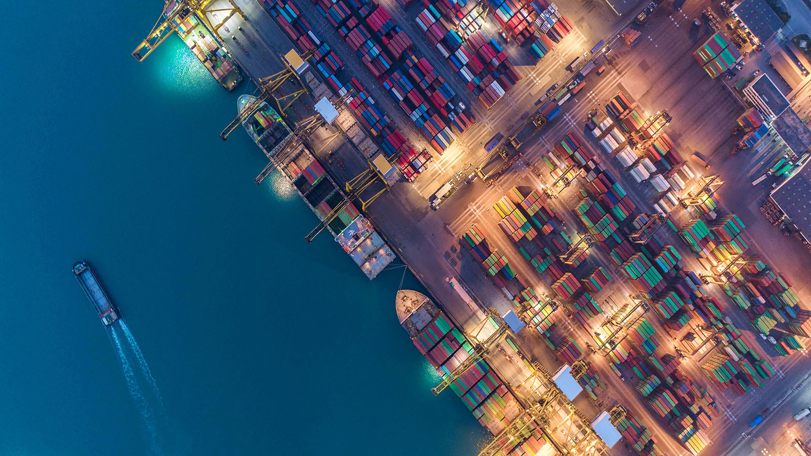 Container ship in export and import business