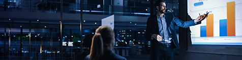 A person giving presentation