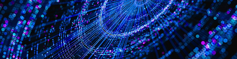 Abstract blue digital network with glowing data points
