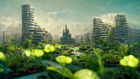 buildings and flowers