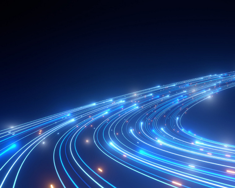 Blue illuminated night road view