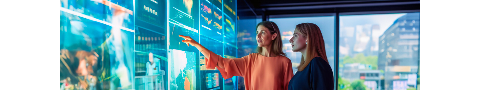 two people pointing fingers at a digital screen
