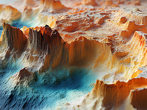 Rugged landscape with jagged peaks