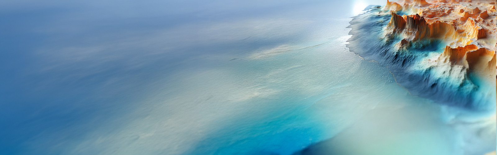 Vista aérea de una costa oceánica mecida en una espesa niebla