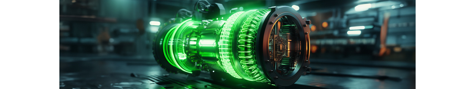 A mechanical device lightning with green color